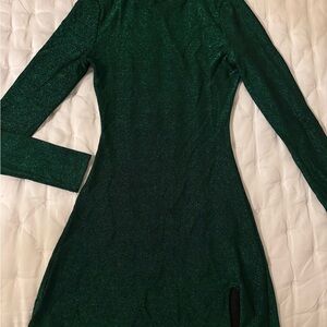 Reformation Green Mock Neck Sheath Dress